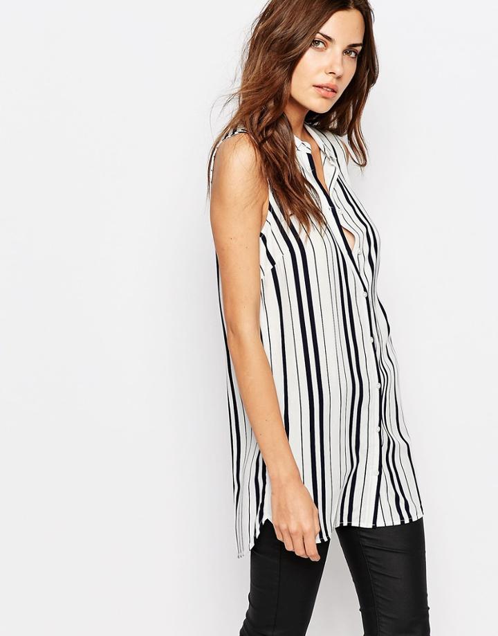 Vila Tunic Top - White With Stripe