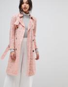 Asos Design Lace Trench Skater - Pink
