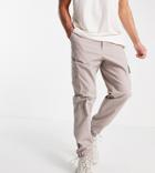 Asos Design Tapered Cargo Pants In Brown-neutral