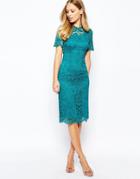 Coast Cassia Shift Dress In All Over Lace - Green