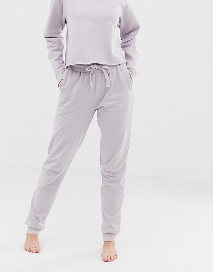 Asos Design Lounge Organic Cotton Mid-rise Relaxed Jogger - Purple