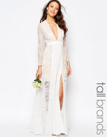 Fame And Partners Tall Laced Heaven Maxi Dress With Split - White