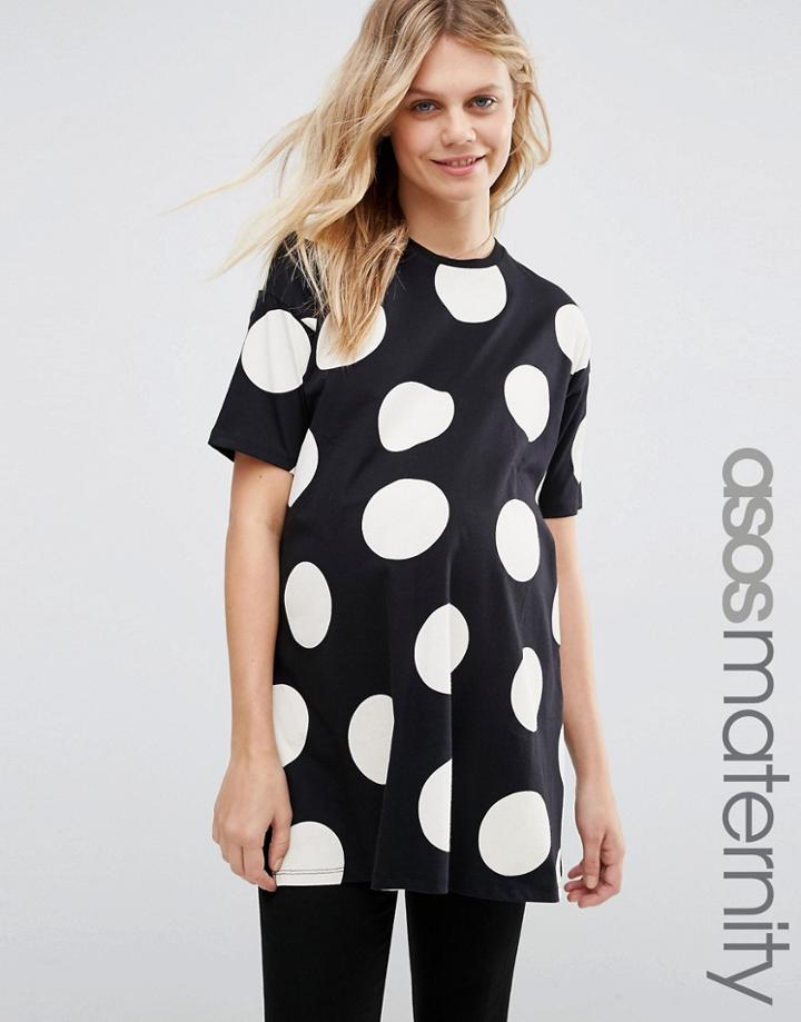 Asos Maternity Oversized Spot Tunic With Side Splits - Multi