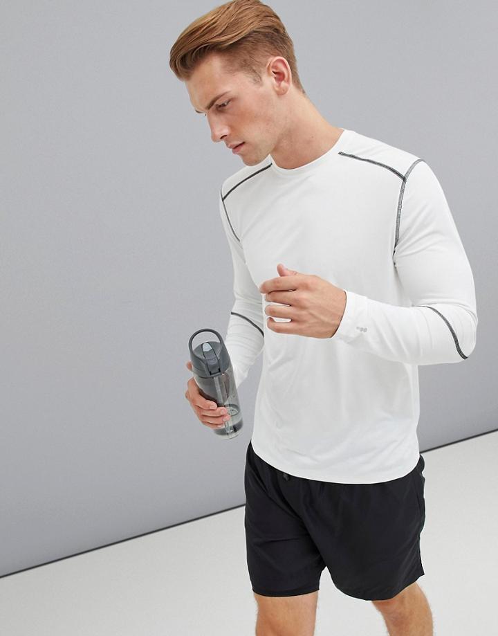 New Look Sport Stretch Long Sleeve Top In White - White
