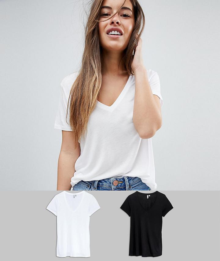 Asos Petite V-neck Swing T-shirt 2 Pack - Multi