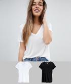 Asos Petite V-neck Swing T-shirt 2 Pack - Multi