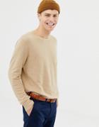 J.crew Mercantile Crew Neck Pique Knit Sweater In Beige Marl - Beige