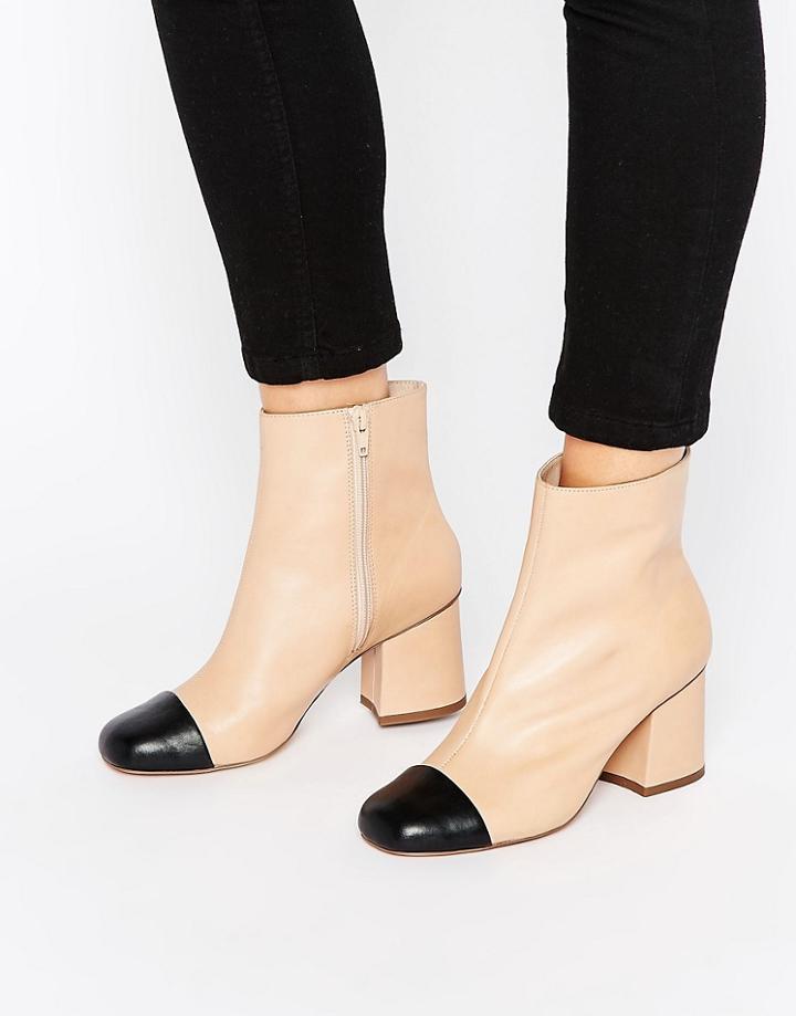 Asos Remus Leather Ankle Boots - Beige