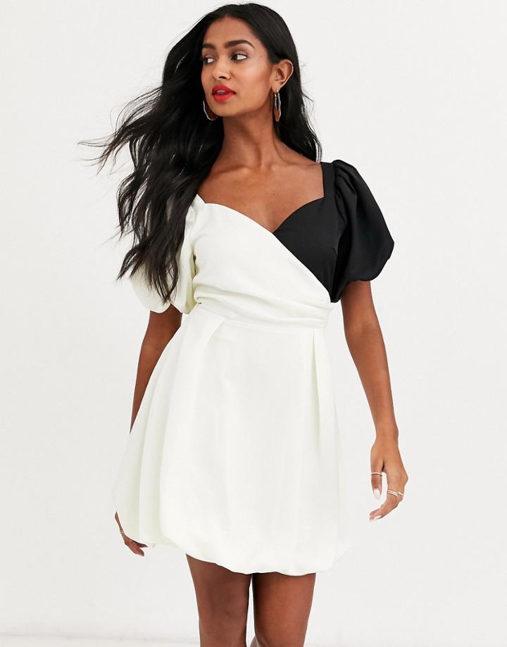 Atoir Lost To The Night Puff Sleeve Contrast Mini Dress