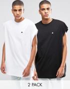 Asos 2 Pack Super Oversized Sleeveless T-shirt With Logo Save 19%