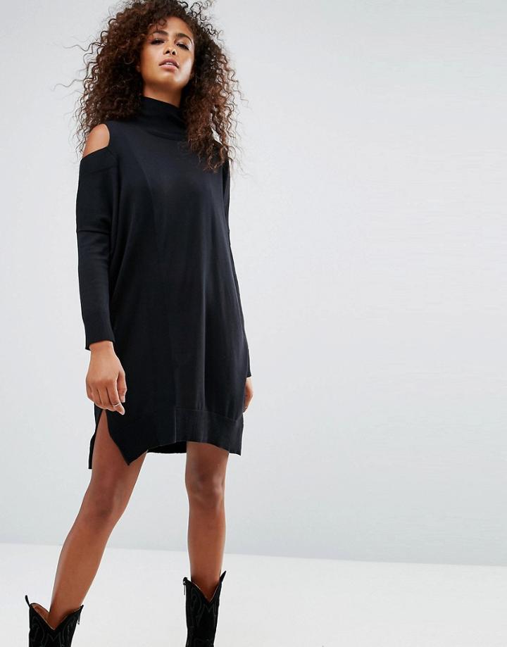All Saints Funnel Neck Dress - Black