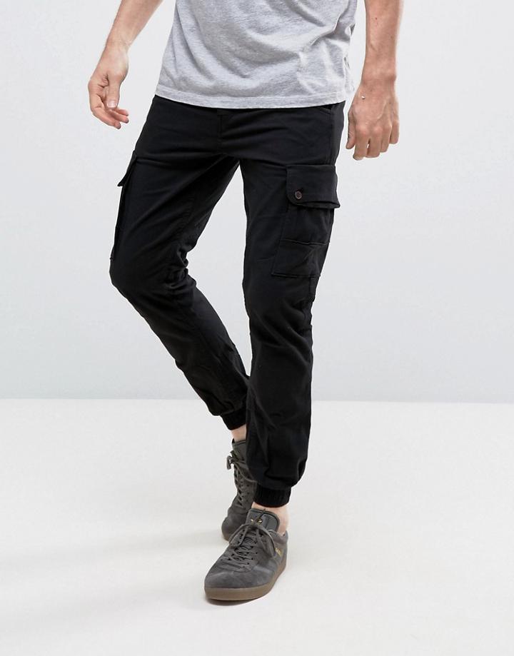Jack & Jones Intelligence Slim Fit Cuffed Cargo Pants - Black