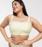 Peek & Beau Curve Exclusive Crop Bikini Top In Yellow Stripe