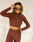 Asos Weekend Collective Set Fitted Top In Matte Stretch Brown