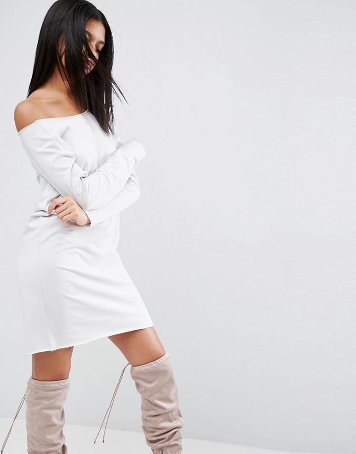 Asos Off Shoulder Sweat Dress - Gray