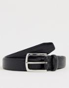 French Connection Lizard Textured Belt-black