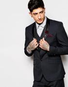Devils Advocate Polka Dot Shawl Collar Tux Jacket - Black