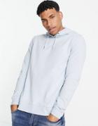 Asos Design Lightweight Hoodie In Light Blue-blues