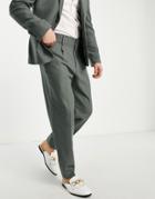 Harry Brown Tweed Wool Mix Carrot Fit Pants-green