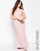 Asos Curve Wedding Pleated Maxi Dress With Lace Top - Pink