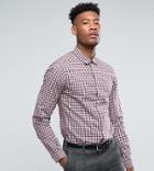Asos Tall Smart Stretch Slim Check Shirt In Red - Red