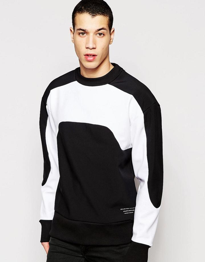 Selected Black And White Sweater - Black