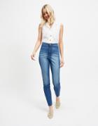 Miss Selfridge Steffi Super High Waist Skinny Jeans In Mid Wash Blue-blues