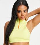Asyou Matching Zip Tank Top In Yellow
