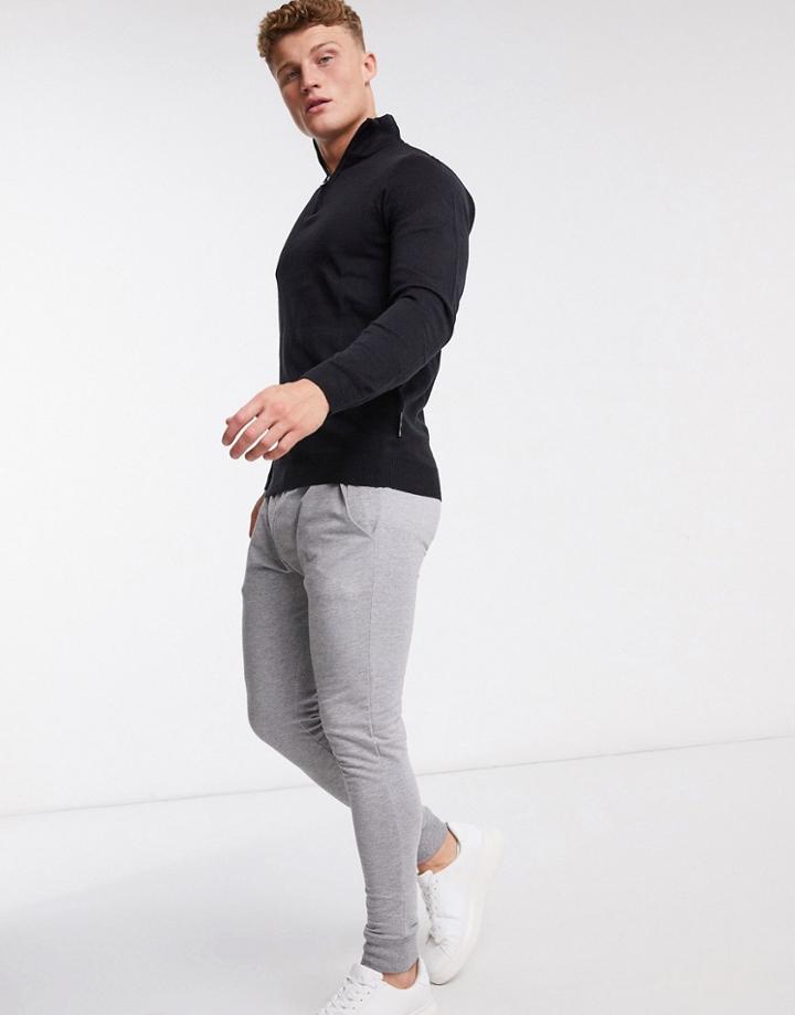 French Connection Soft Touch Half Zip Knit Sweater In Navy