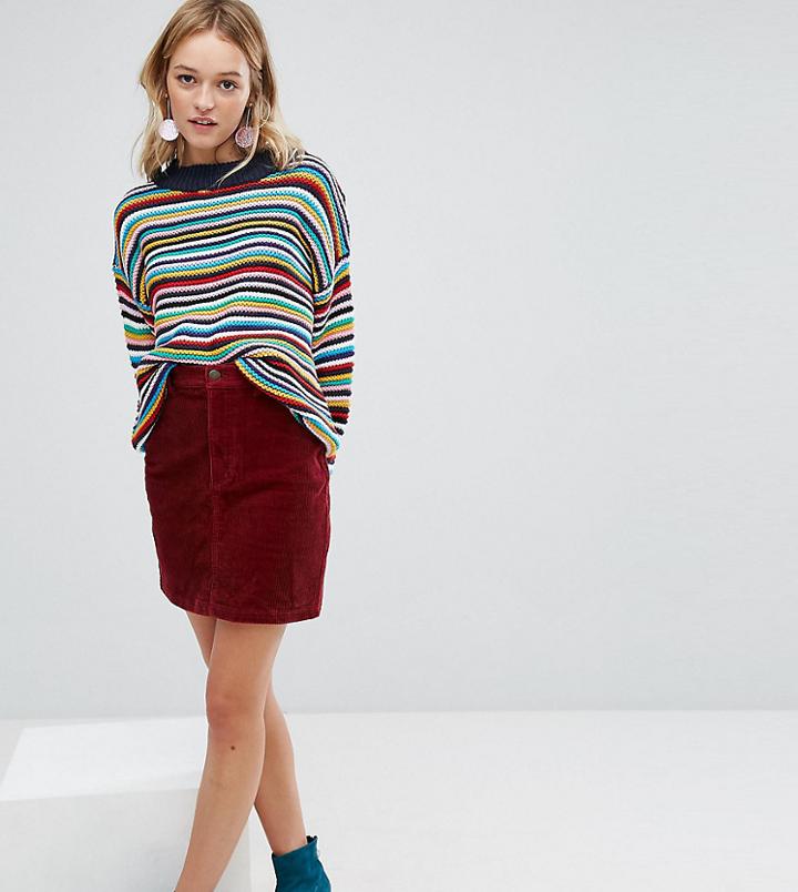Monki Corduroy Mini Skirt - Red