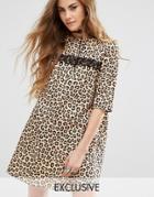 Reclaimed Vintage Mini Dress In Leopard - Brown