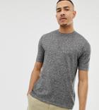 Asos Design Tall Knitted T-shirt In Black & White Twist - Gray