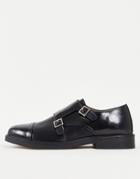 Topman Black Real Leather Tyger Monk Shoes