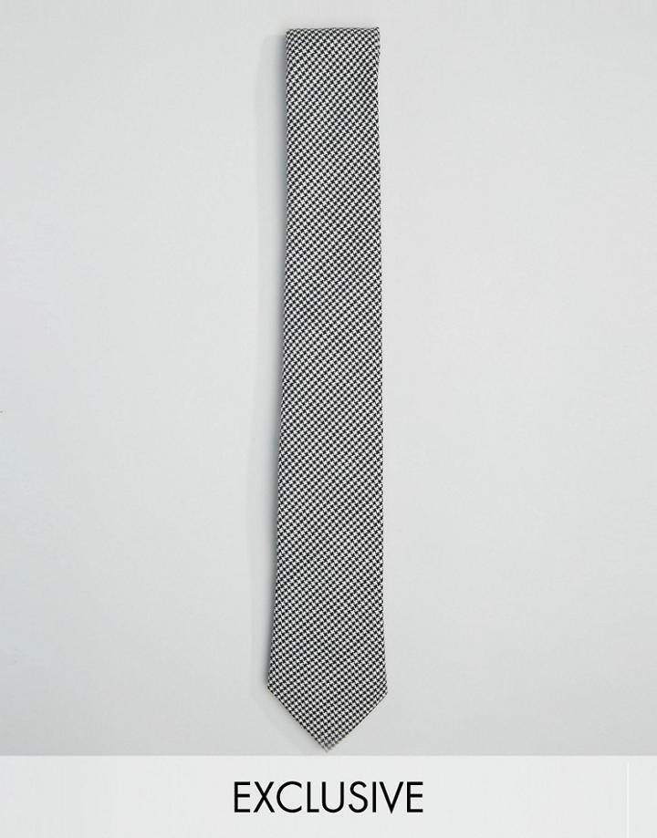 Heart & Dagger Blade Tie In Houndstooth - Black