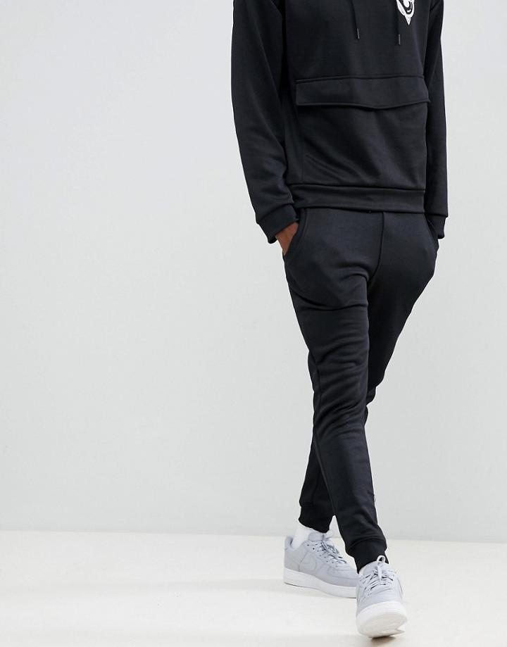 Only & Sons Slim Fit Joggers With Worldhood Graphic - Black