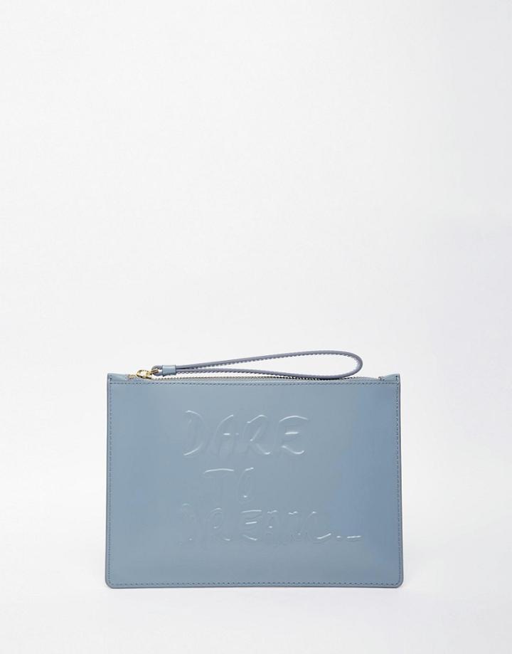 Lulu Guinness Grace Zip Top Clutch Bag - Mist
