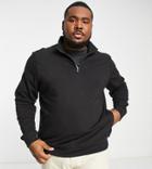 Threadbare Plus Quarter Zip Sweatshirt In Black