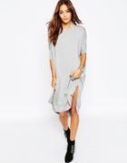 Asos Oversize T-shirt Dress With Curved Hem - Black