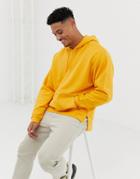 Asos Design Oversized Hoodie With Stepped Hem And Dropped Shoulder In Yellow - Yellow