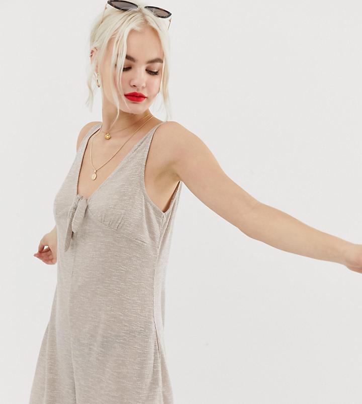 Glamorous Easy Romper With Bunny Ties In Rib