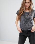 Blend She Bernie Printed Burnout T-shirt - Gray