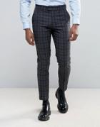 Harry Brown Slim Fit Navy And Gray Check Heritage Suit Pants - Gray
