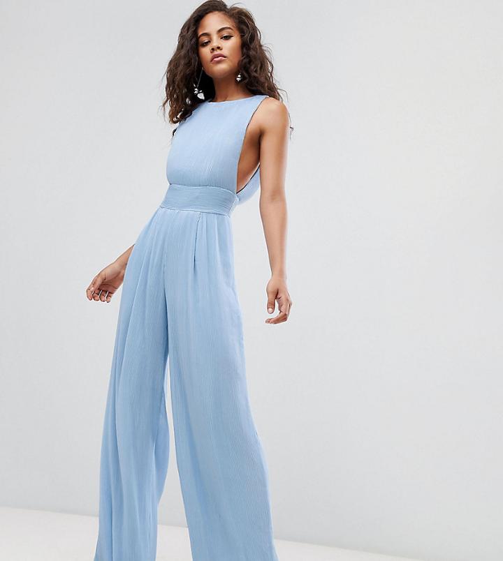 Missguided Tall Pleated Jumpsuit - Blue