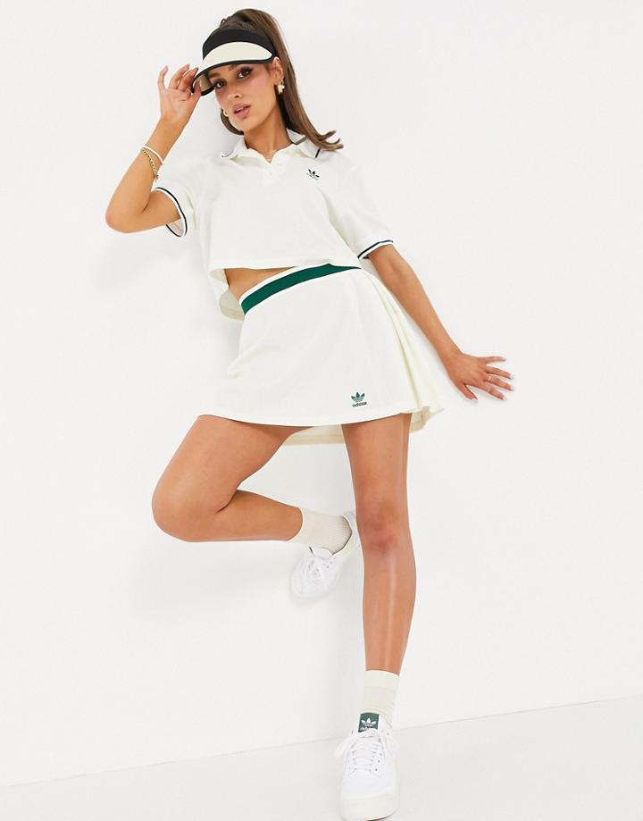 Adidas Originals 'tennis Luxe' Logo Pleated Skirt In Off White