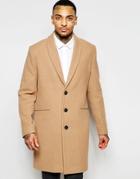 Asos Shawl Collar Coat In Camel - Camel