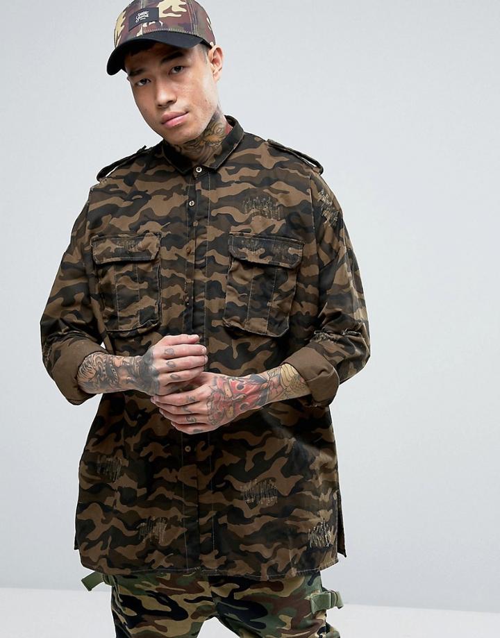 Sixth June Oversized Distressed Shirt - Green