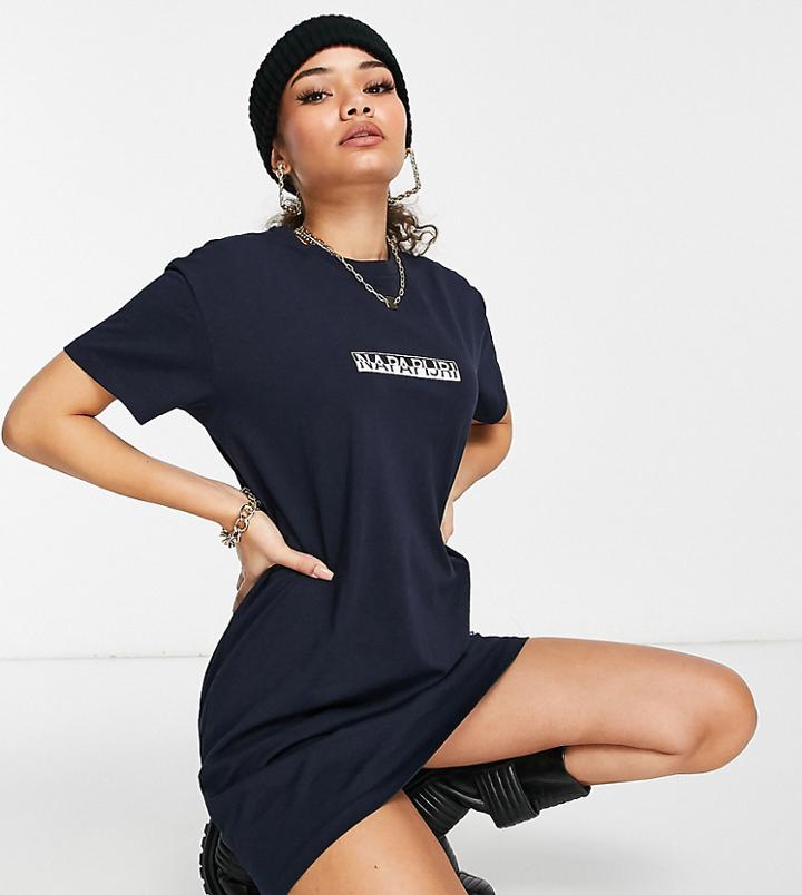 Napapijri Box T-shirt Dress In Dark Navy Exclusive At Asos-blue