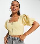 Missguided Zip Front Denim Top In Yellow - Part Of A Set