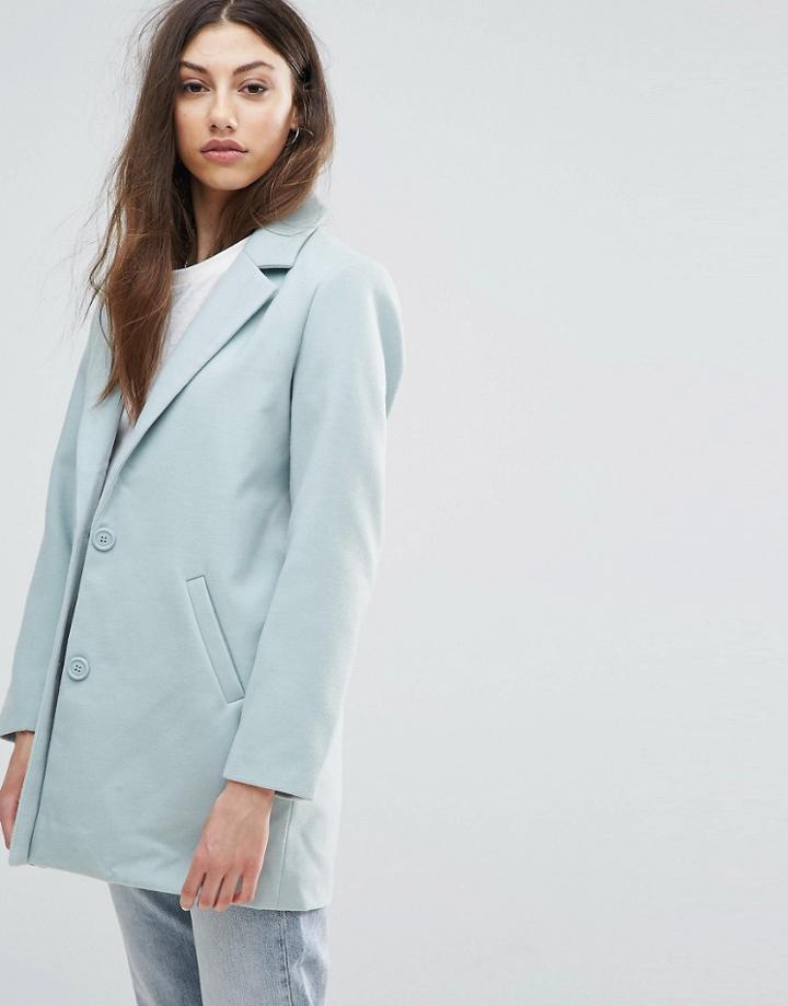 Noisy May Coloring Oversized Coat - Blue