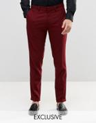 Only & Sons Skinny Smart Pants With Stretch And Turn Up - Burgundy